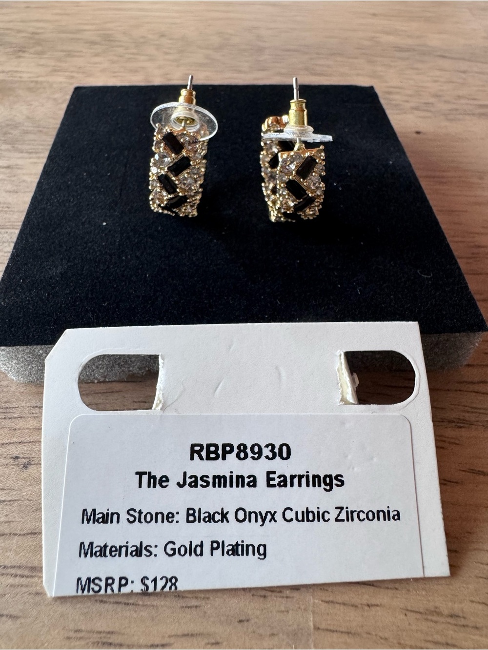 Bomb party the Jasmina hoop earrings — Gold Plated with Black Onyx CZ
